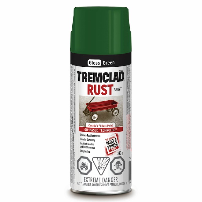 Tremclad Rust Spray Paint 340 g Green Gloss 27029B522 RONA
