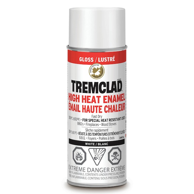TREMCLAD Peinture haute température en aérosol 340g Blanc lustré