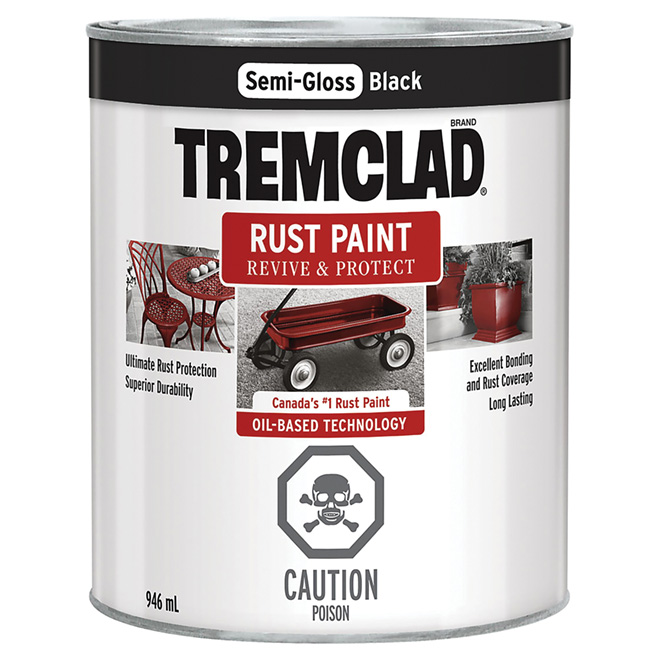 Tremclad Rust Paint SemiGloss Finish 946 Ml Black 254940 RONA