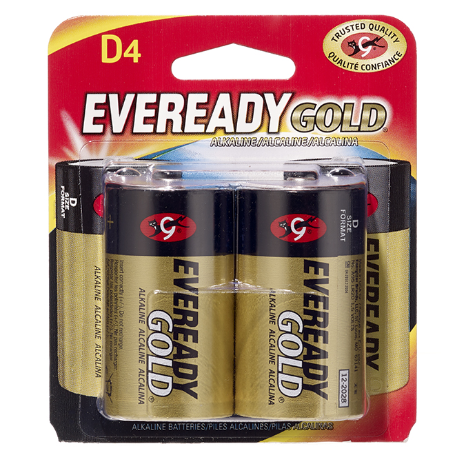 EVEREADY GOLD Alkaline D Batteries Pack of 4 A95BP4 RONA