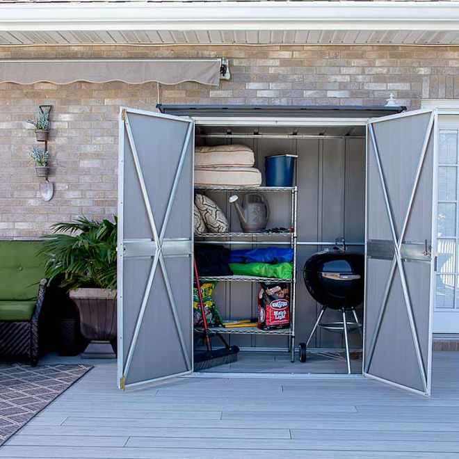 Arrow Spacemaker Patio Steel Storage Shed 5ft x 3ft Grey PS53 RONA