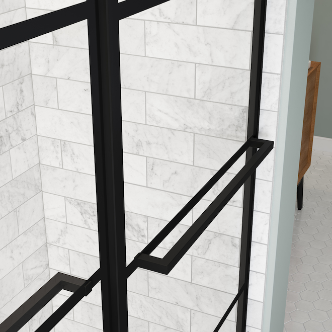 MAAX Sliding Shower Door Matte Black and Clear Glass 5659in x 76in