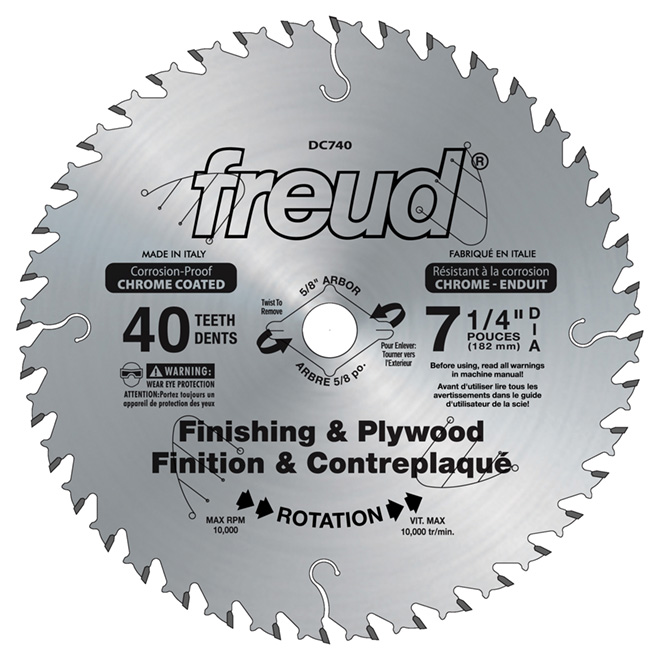 Freud Circular Saw Blade 40 Teeth Plywood 7 1/4in dia DC740A RONA