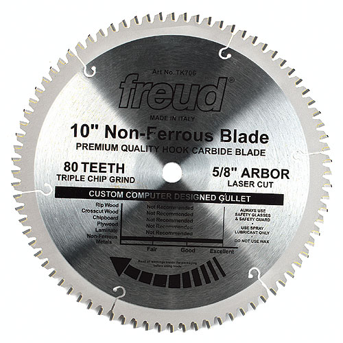 Freud Circular Saw Blade NonFerrous Metal 10in Dia 80 Tooth