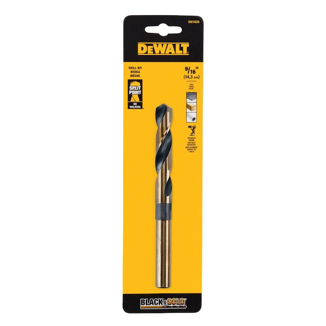 DEWALT 9/16in Coated HSS Drill Bit 135° Split Point Short Shank