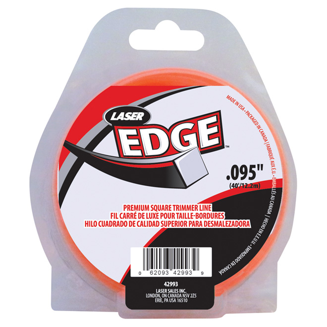 Laser Gas Edge Spooled Trimmer Line Orange Nylon 40ft L x 0.095