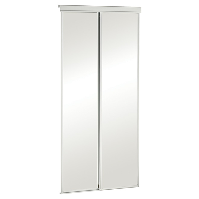 Colonial Elegance Economical 36in x 801/2in White Metal Frame Sliding Closet Mirror Door