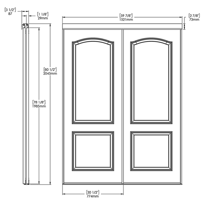 Colonial Elegance Camden Sliding Closet Doors White Primed 2Panel