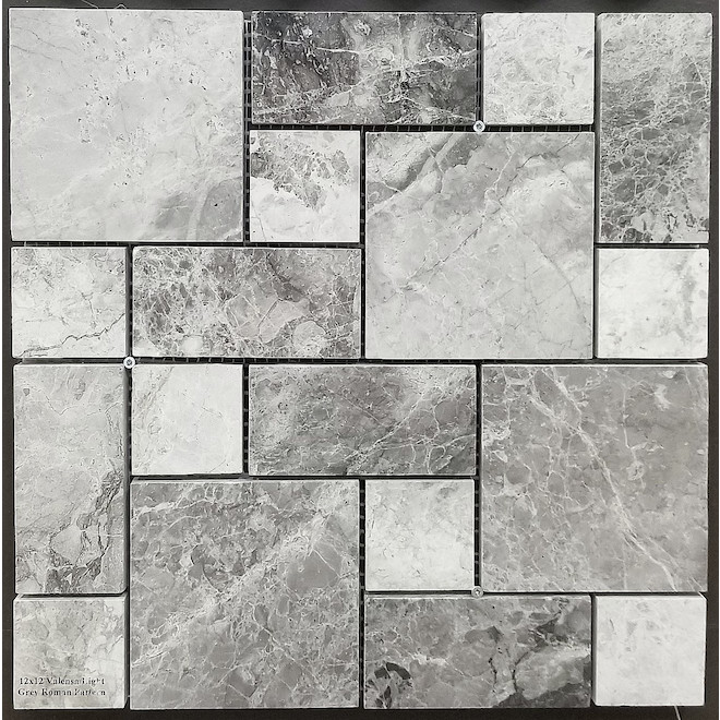 TROY COLLECTION Troy Tile & Stone Mosaic Tiles in Grey Marble for Bathroom and Kitchen 5/Box