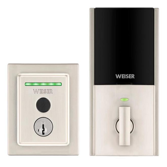 Weiser Halo Fingerprint Smart Lock 3.56in Satin Nickel 9GED30000