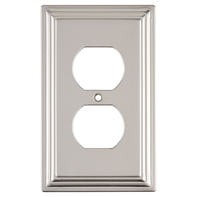 ATRON Plaque «Aztec», prise double, métal, nickel satiné 65DRO RONA