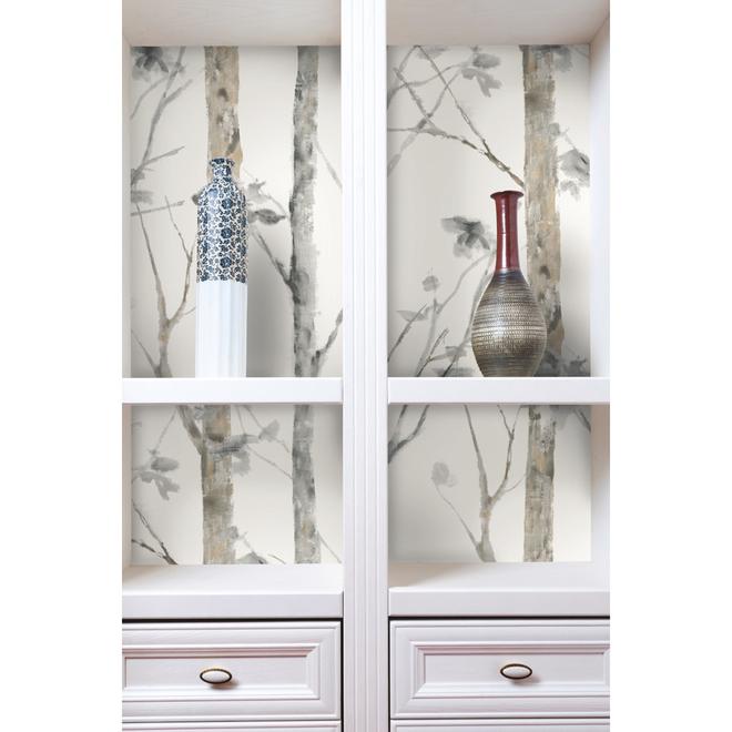 RoomMates Wallpaper 28.18sq ft Birch Trees Brown Peel and Stick