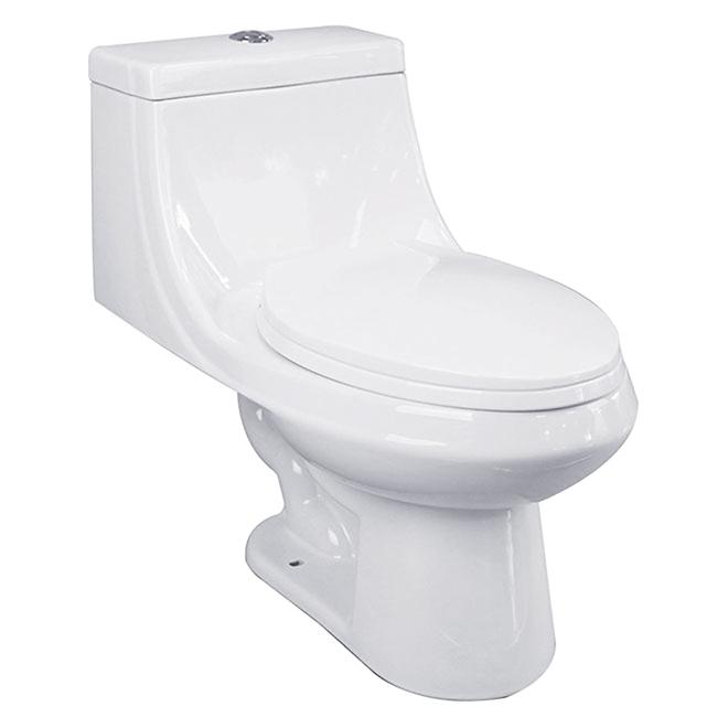 UBERHAUS Elongated Front 1Piece Toilet, 3,8 L/6 L, White HLA050S RONA