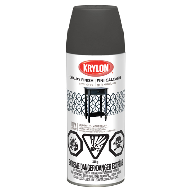 Krylon Chalky Finish Spray Paint OilBased Matte Anvil Grey 340g