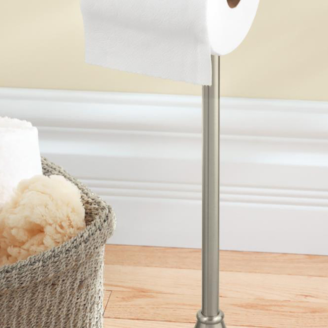 MOEN Sage Brushed Nickel Freestanding Floor Toilet Paper Holder 21.5in
