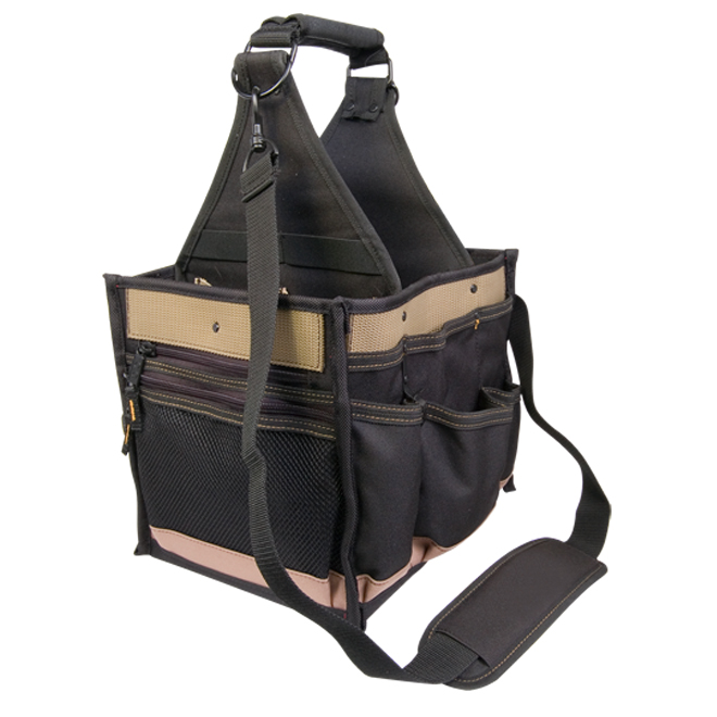 Kuny's Tote Tool Bag Polyester Black and Tan 11in x 10in x 19