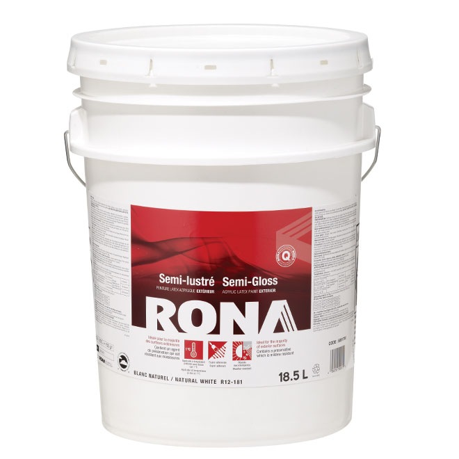 RONA Exterior Latex Paint 18.5 L White SemiGloss RONA