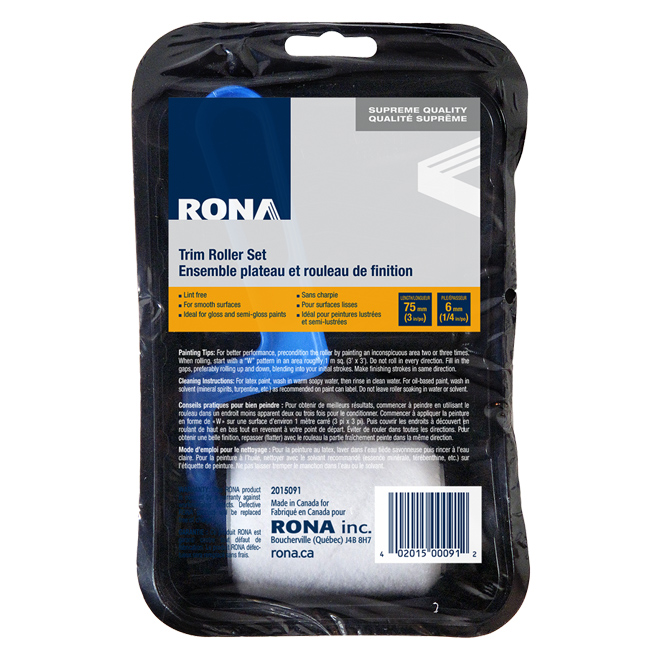 Ensemble plateau et rouleau de finition Rona, mélange synthétique, sans