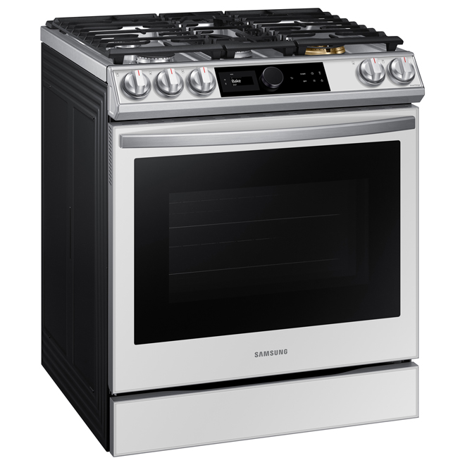 Samsung Bespoke 30in SlideIn Gas Range 6cu ft 5Burner White