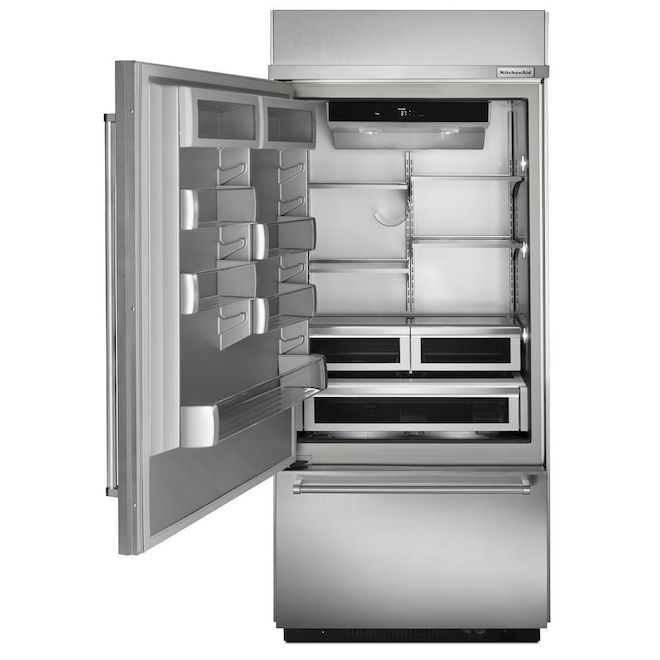 KitchenAid Bottom Freezer Builtin Refrigerator Right Handle 36in 20.9cu ft Stainless