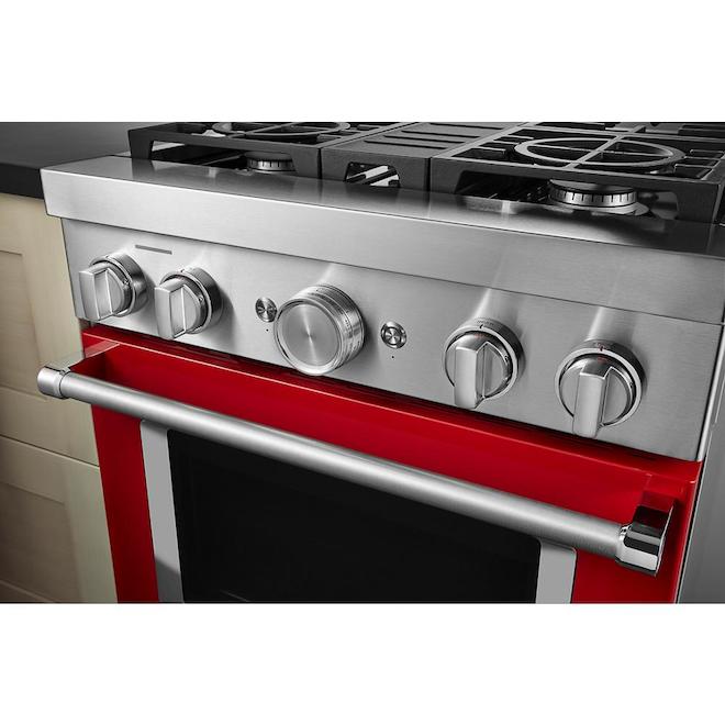KitchenAid Gas Range 30in 4Burners Passion Red Freestanding