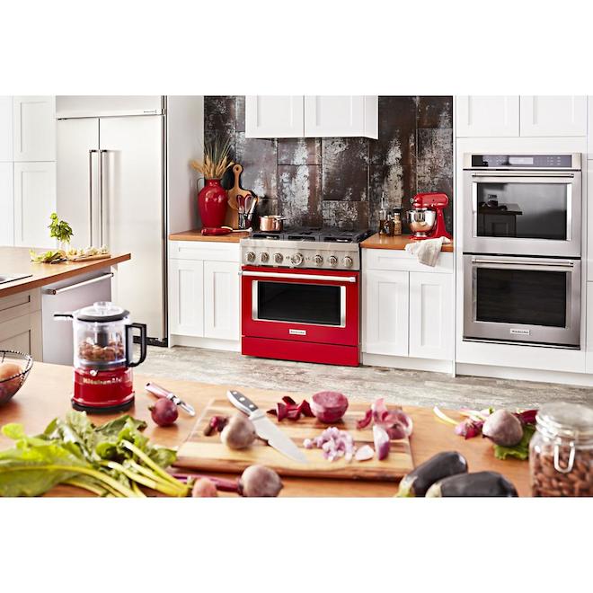 KitchenAid Dual Fuel Range 36in W 6 Burner Passion Red