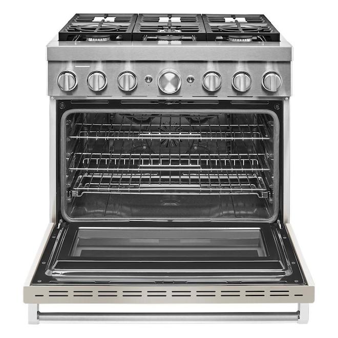KitchenAid Dual Fuel Range 6 Burners Misty Blue 36in W