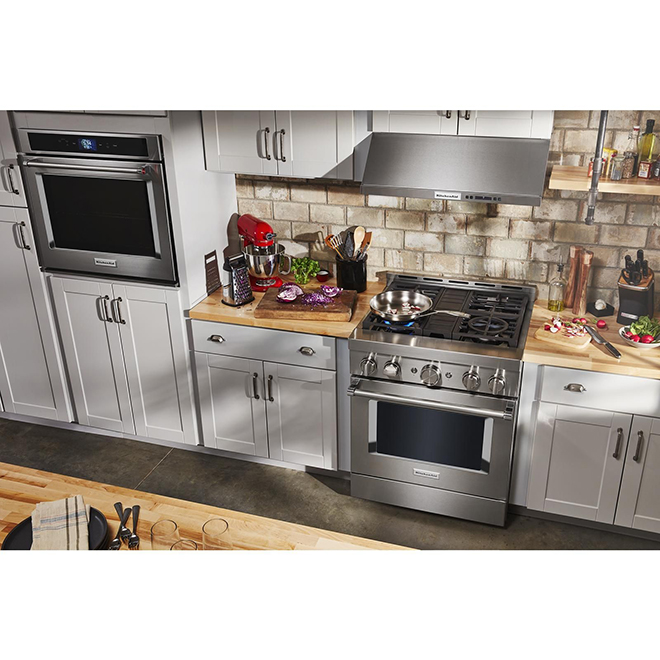 KitchenAid Dual Fuel Range 4 Burners 30in W Stainless Steel