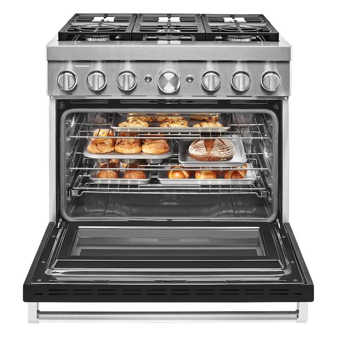KitchenAid Dual Fuel Range 6 Burners Imperial Black 36in W