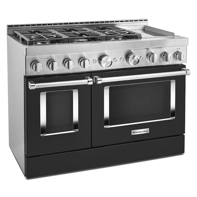 KitchenAid Double Gas Oven 6 Burner Voice Controlled Black 37 1
