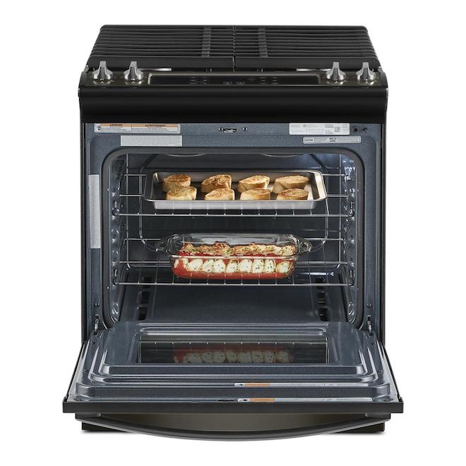 Whirlpool Black Stainless Steel Slidein Freestanding Gas Range 5cu
