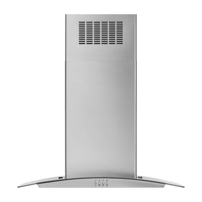 Whirlpool Island Mount LED Lighted Glass and Stainless Steel Convertible Range Hood 30in