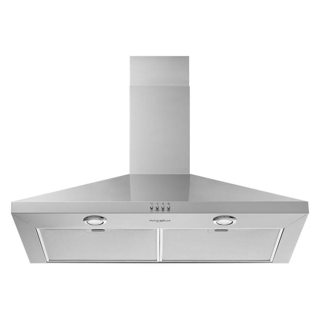 Whirlpool 36in Stainless Steel Wall Mount Chimney Range Hood