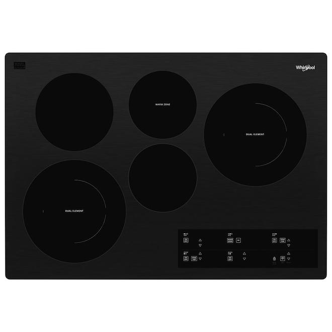 Whirlpool 30in 5 Elements Black Smooth Surface Electric Cooktop