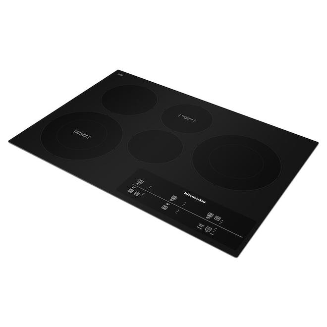 KitchenAid 30in 5 Elements Black Smooth Surface Electric Cooktop KCES950KBL