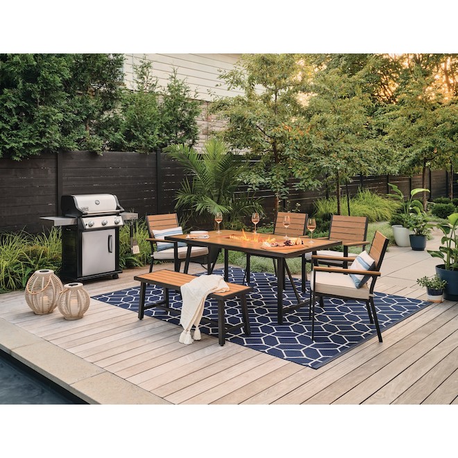 Bazik Kirkwood 8 x 10in Geometric Patterned Navy Blue Indoor/Outdoor Rug 303242638X10 RONA