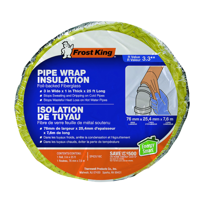 Frost King 3in x 1in x 25ft Pipe Wrap Insulation SP42X/16C RONA