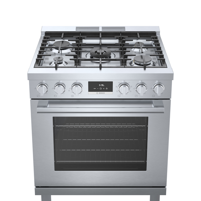 Bosch Dual Fuel Freestanding Range 800 Series 5 Burners 30in Stainless Steel HDS8055C