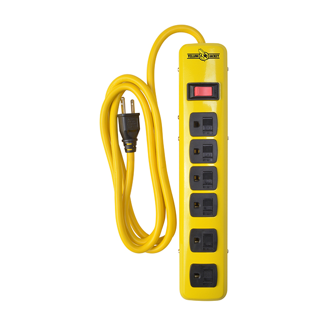YELLOW JACKET 6Outlet Power Bar with Surge Protection 5.9' Yellow 5139NSP RONA