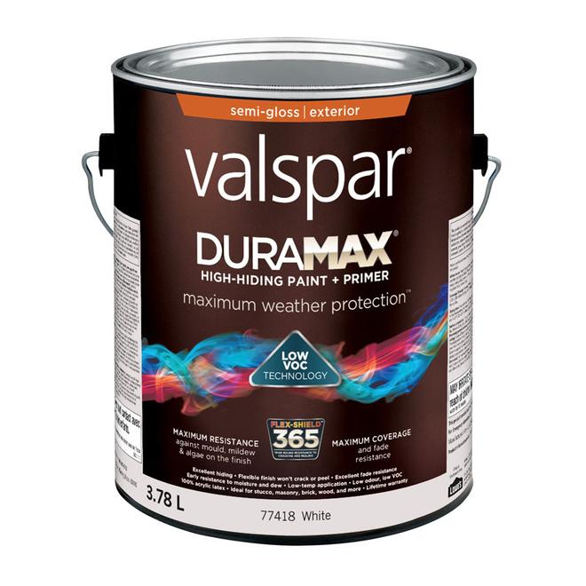 Valspar Duramax 3.78L White SemiGloss Latex Exterior Paint RONA