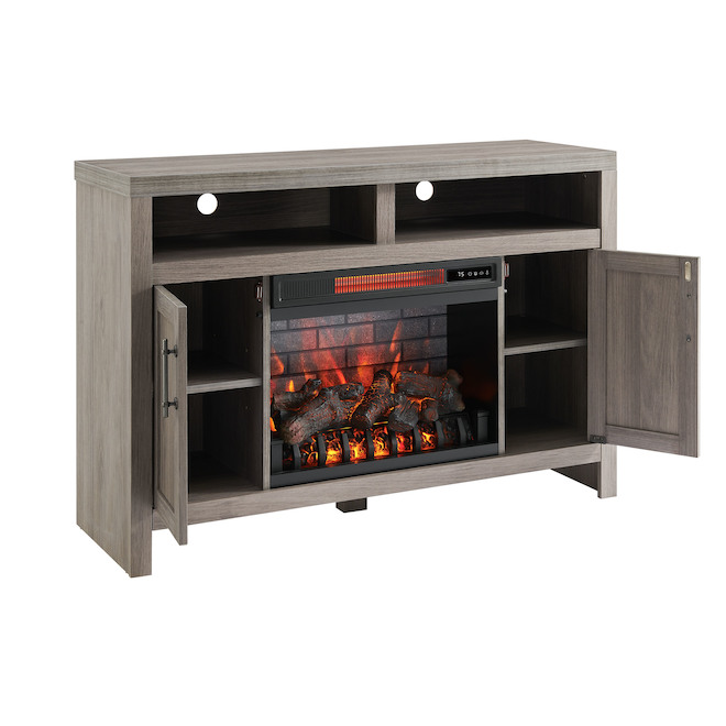 Style Selections 48in Faux Oak TV Stand with Electric Fireplace 2408FM
