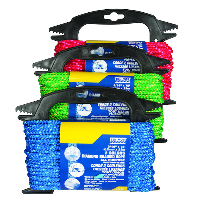 BENMOR Diamond Braided Polypropylene Rope 75' 3/16" 60067 RONA