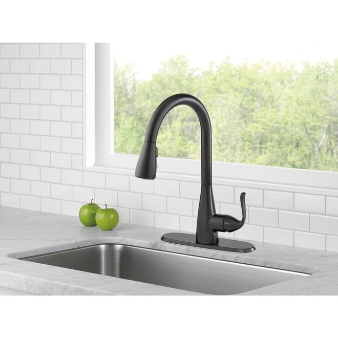 Delta Grenville Matte Black 1Handle PullDown Kitchen Faucet 988LF