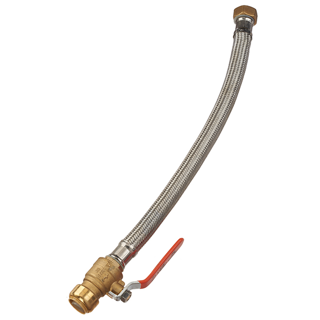SharkBite Water Heater Connector with Ball Valve Stainless Steel Braided 3/4in dia x 18