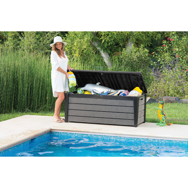 Keter Brushwood 454L Anthracite Grey Plastic Deck Box 243530 RONA