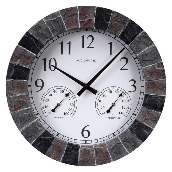 Horloge d'extérieur AcuRite 14 po en fausse ardoise avec température et