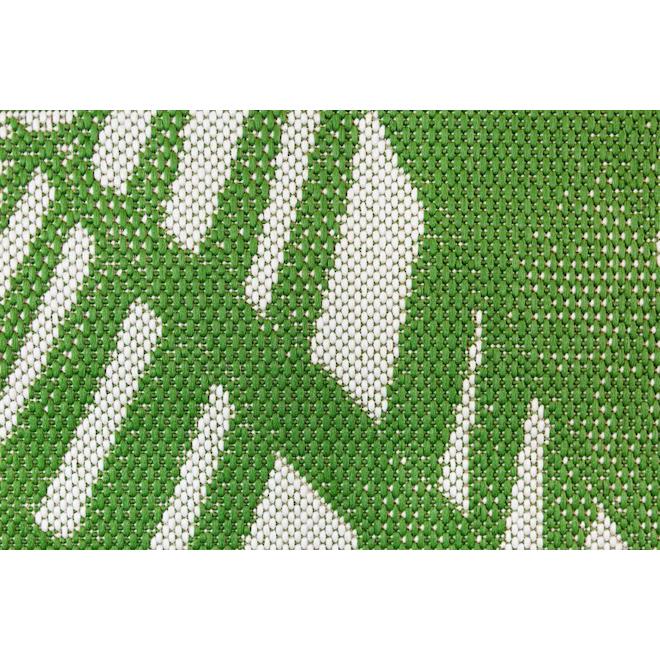 Allen + Roth Bright Palm Outdoor Rug 8ft x 10ft Green and White