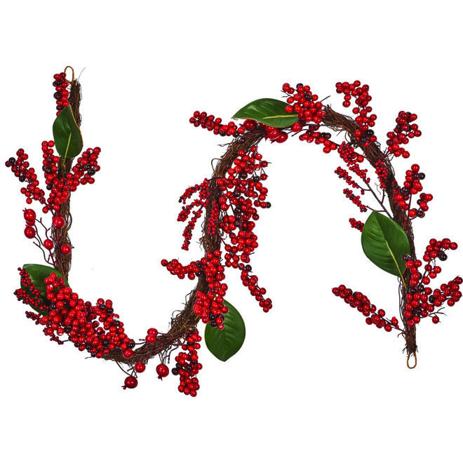 Holiday Living Garland Vine and Berries 6ft Red/Green 6798370 RONA