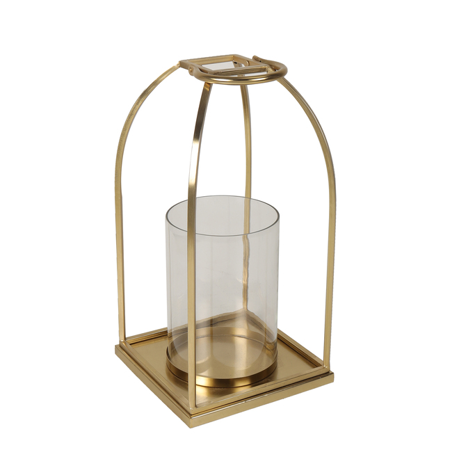 Allen + Roth Large Lantern and Candle Holder Glass and metal 8in x
