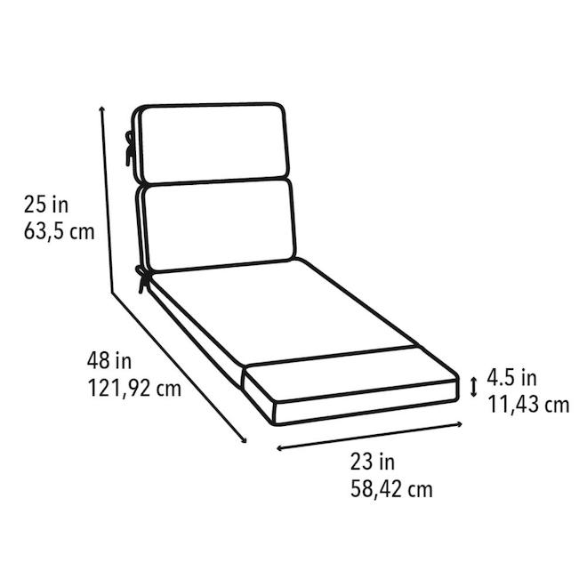 BAZIK Style Selections Lounge Chair Cushion 73in x 23in x 4in Black